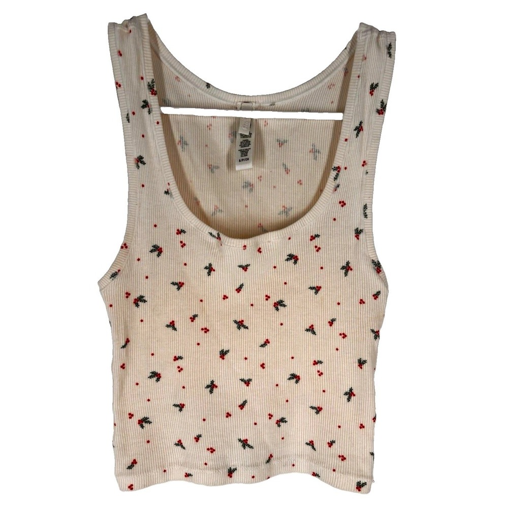 Skims Women Mistletoe Ribbed Camisole Tank Sz S Holiday Christmas Lounge Cropped